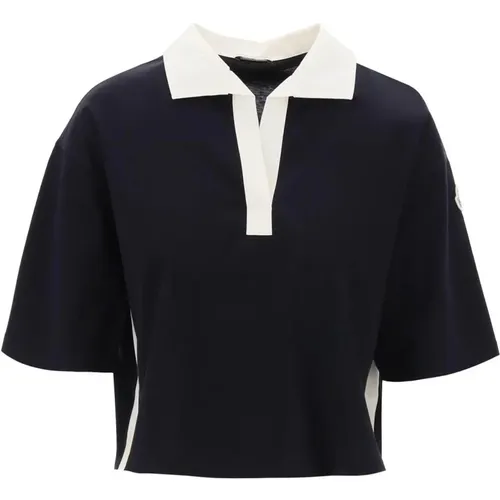 Polo Shirt With Poplin Inserts , female, Sizes: S - Moncler - Modalova