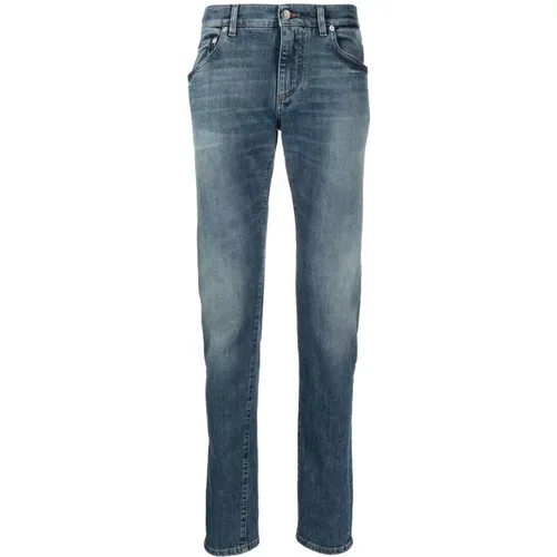 Slim-Fit Jeans in Blau mit Verdecktem Reißverschluss - Dolce & Gabbana - Modalova