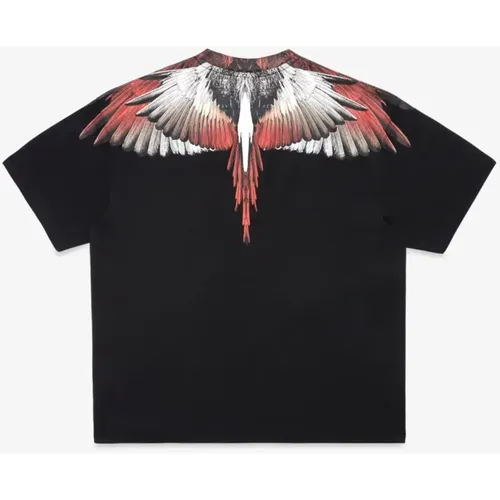 Icon Wings T-Shirt Schwarz Rot , Herren, Größe: L - Marcelo Burlon - Modalova