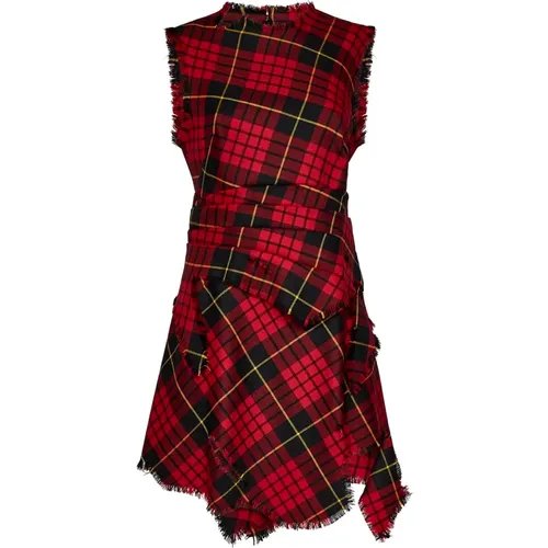 Tartan Wool Sleeveless Dress , female, Sizes: S - alexander mcqueen - Modalova