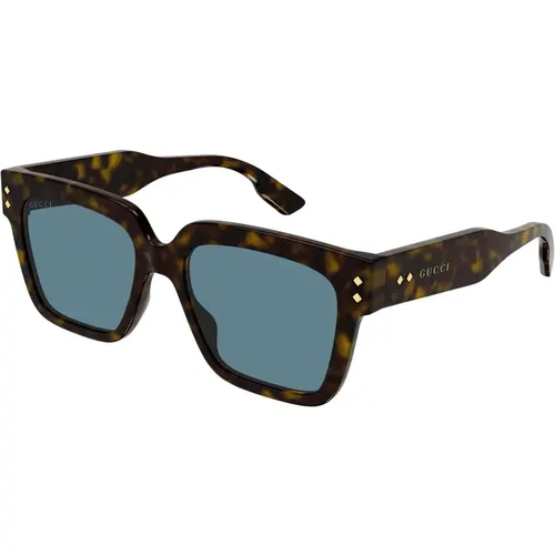 Stylische Sonnenbrille in Havana/Light Blue , Herren, Größe: 54 MM - Gucci - Modalova