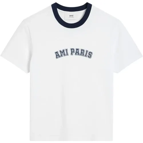 Bio-Baumwolle Logo T-Shirt , Herren, Größe: XL - Ami Paris - Modalova
