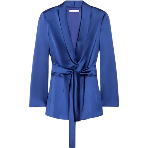 Satin-Blazer mit Schalkragen , Damen, Größe: L - Pennyblack - Modalova