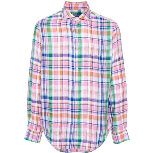 Multicolour Linen Plaid Check Shirt , male, Sizes: L, S - Polo Ralph Lauren - Modalova