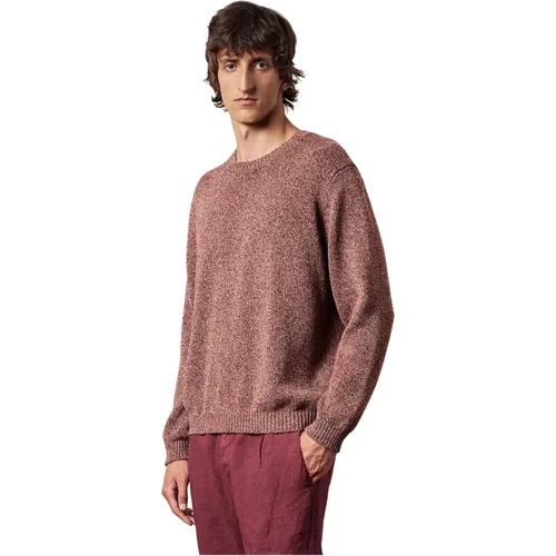 Baumwoll/Leinen Crew Neck Pullover , Herren, Größe: L - Massimo Alba - Modalova