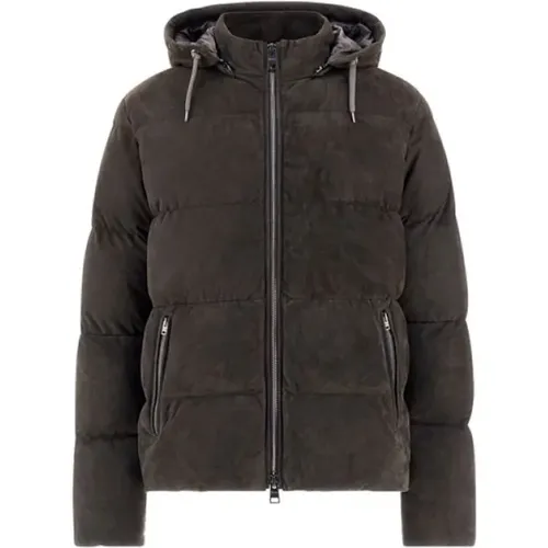 Suede Down Jacket , male, Sizes: M, L - Herno - Modalova