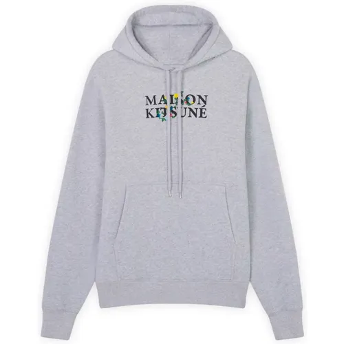 Embroidered Logo Hooded Sweater , male, Sizes: M, XL - Maison Kitsuné - Modalova