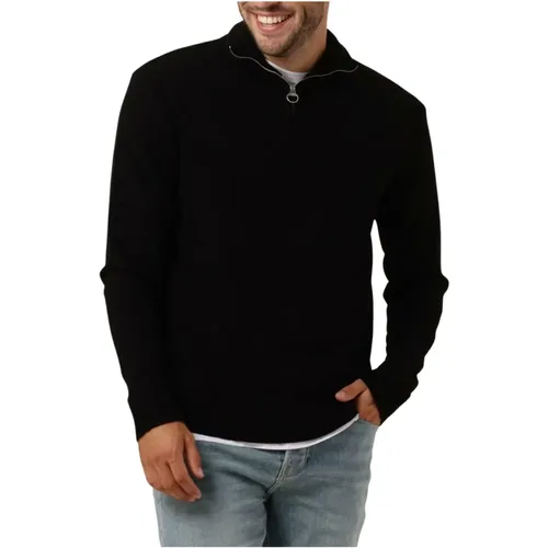 Herren Schwarzer Halbzip Pullover - The GoodPeople - Modalova