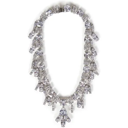 Silver Necklace with White Crystals , female, Sizes: ONE SIZE - Paco Rabanne - Modalova