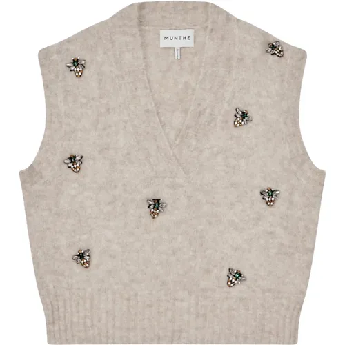 Bee Brooch Oversized Knit Vest , Damen, Größe: L - Munthe - Modalova