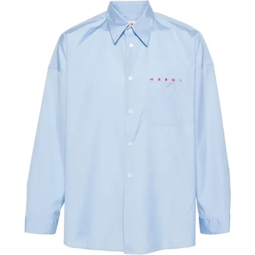 Classic Collar Cotton T-shirts and Polos , male, Sizes: L - Marni - Modalova