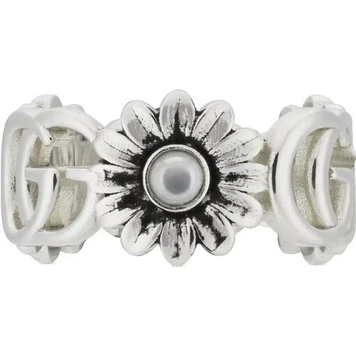 Sterling Silver Mother of Pearl Ring , female, Sizes: 51 MM, 53 MM, 55 MM - Gucci - Modalova