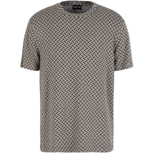 Geometrisches Print T-shirt Rot , Herren, Größe: XL - Giorgio Armani - Modalova