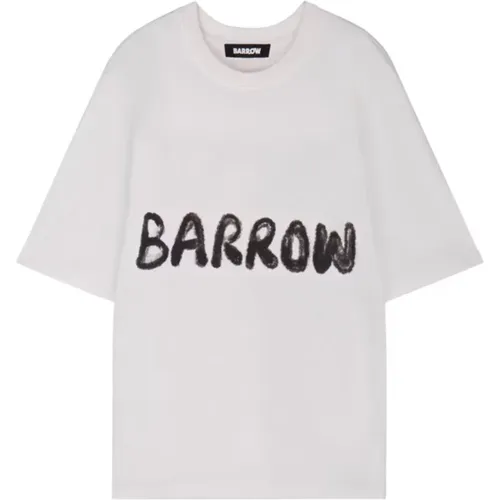 Off-White Jersey T-Shirt , Damen, Größe: M - BARROW - Modalova