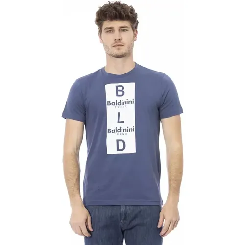 Blau Baumwoll Trendiges T-Shirt , Herren, Größe: XS - Baldinini - Modalova