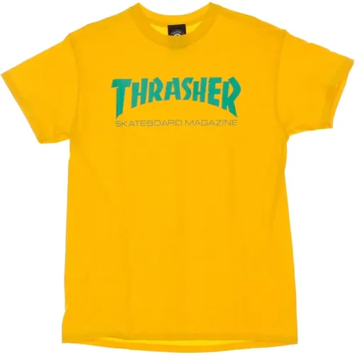 Gold/Green Skatemag Tee Short Sleeve T-Shirt , male, Sizes: XL, L, M - Thrasher - Modalova