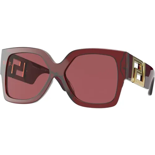 Burgundy Greca Sunglasses , female, Sizes: 59 MM - Versace - Modalova