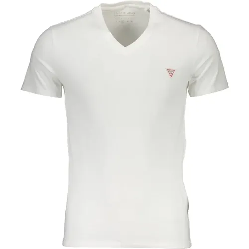 Slim Fit V-Ausschnitt Logo T-Shirt , Damen, Größe: 2XL - Guess - Modalova