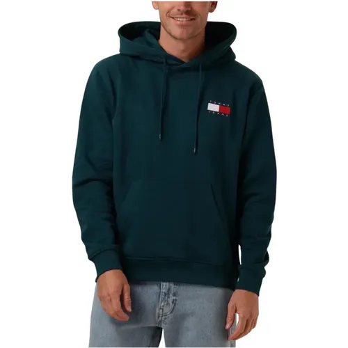 Grüner Flaggen Kapuzenpullover , Herren, Größe: L - Tommy Jeans - Modalova