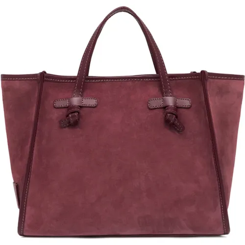 Suede Leather Tote Bag with Leather Accents , female, Sizes: ONE SIZE - Gianni Chiarini - Modalova