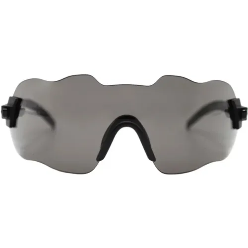 Matt Schwarze Sonnenbrille mit Grauen Gläsern , Damen, Größe: ONE Size - Kuboraum - Modalova