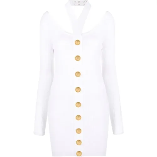 Weiße Halterneck Strickkleid,Dresses - Balmain - Modalova