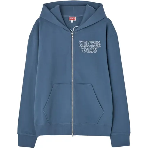 Bestickter Blauer Logo-Pullover , Herren, Größe: S - Kenzo - Modalova