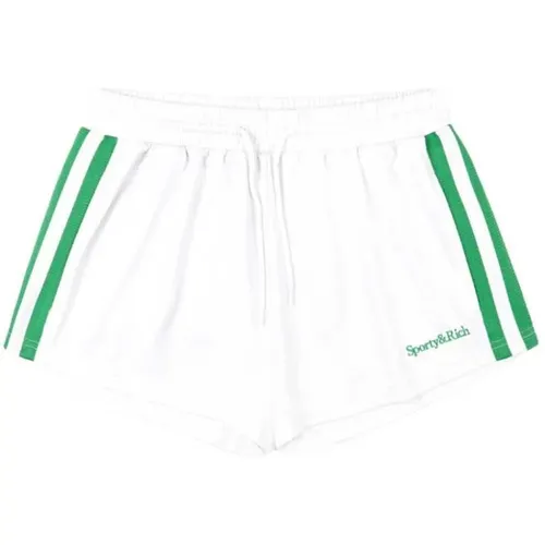 Shorts mit gesticktem Logo und Streifendetails , Damen, Größe: S - Sporty & Rich - Modalova