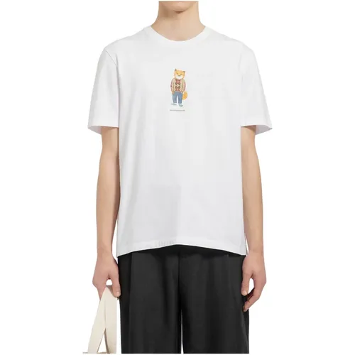Weißes Dressed Fox T-Shirt - Maison Kitsuné - Modalova