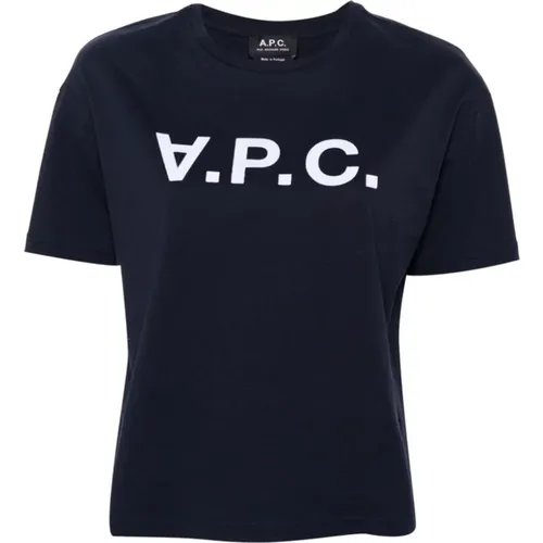 Midnight Weiches Jersey T-Shirt mit Erhöhtem Logo , Damen, Größe: XS - A.p.c. - Modalova