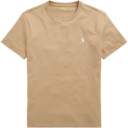 Kurzarm T-Shirt Tan/Cream , Herren, Größe: L - Ralph Lauren - Modalova