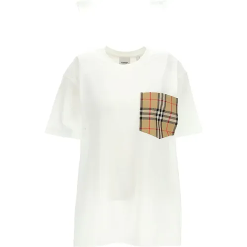 Klassisches Taschen-T-Shirt , Damen, Größe: L - Burberry - Modalova