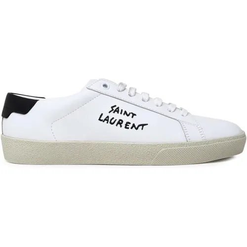 Weiße Leder Low-Top Sneaker , Herren, Größe: 39 EU - Saint Laurent - Modalova