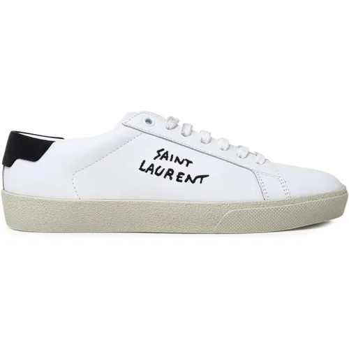 Weiße Leder Low-Top Sneaker , Herren, Größe: 41 1/2 EU - Saint Laurent - Modalova