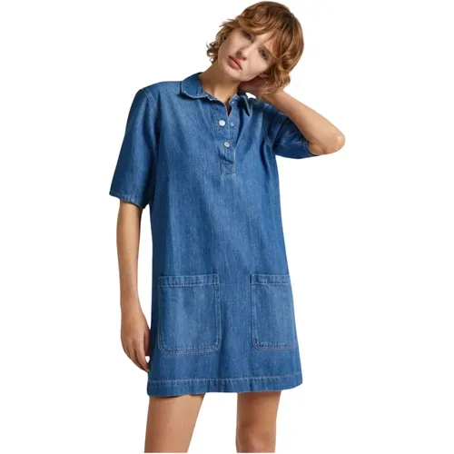 Retro Denim Polo Dress , female, Sizes: L - Pepe Jeans - Modalova
