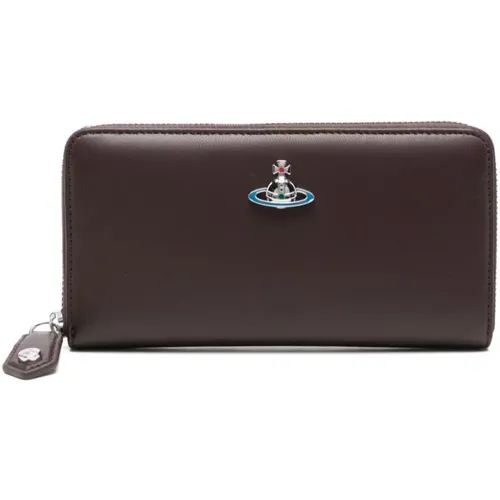 Leather Wallet with Orb Detail , female, Sizes: ONE SIZE - Vivienne Westwood - Modalova