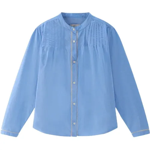 Pintuck Chambray Shirt Cfwwsi0151Frut3357 - - Size: M,Color: BLU Scuro , female, Sizes: M - Woolrich - Modalova