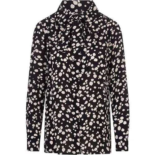 Schwarze Polka Dot Satinbluse , Damen, Größe: 2XS - MSGM - Modalova