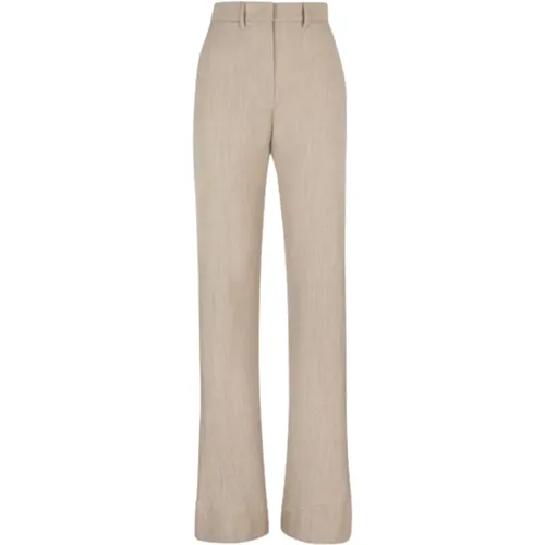 Mélange Straight-Leg Wool Trousers , female, Sizes: M - Fendi - Modalova