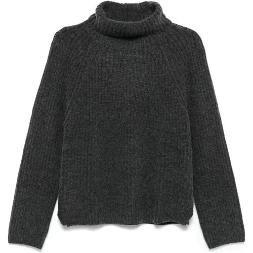 Gerippter Rollkragenpullover , Damen, Größe: S - allude - Modalova