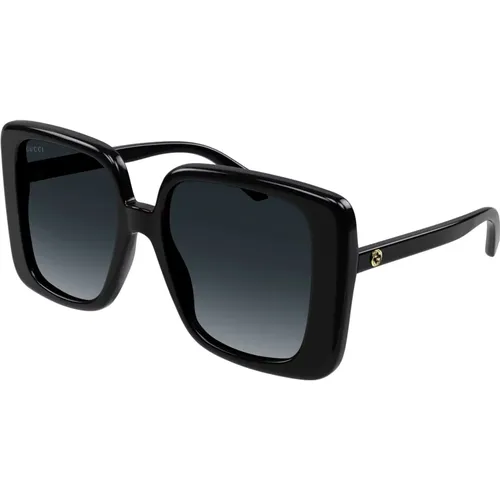 Schwarze/Graue Sonnenbrille , Damen, Größe: 55 MM - Gucci - Modalova