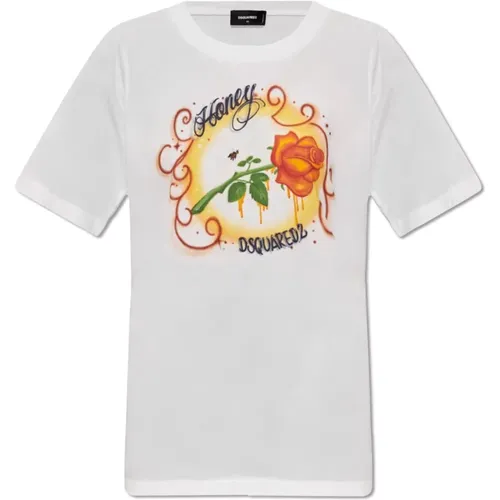 T-Shirt mit Logo , Damen, Größe: S - Dsquared2 - Modalova
