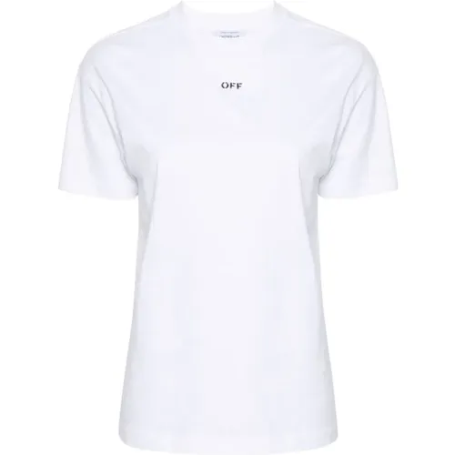 Off , Weißes T-Shirt mit Logo-Print , Damen, Größe: M - Off White - Modalova