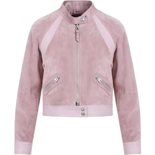 Liliac Leather Cropped Jacket , female, Sizes: XS - Tom Ford - Modalova