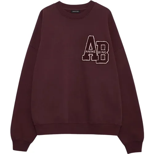 Chenille Patch Sweatshirt Dunkles Bordeaux , Damen, Größe: S - Anine Bing - Modalova