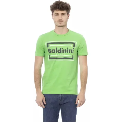 Trendiges Grünes Baumwoll-T-Shirt , Herren, Größe: S - Baldinini - Modalova