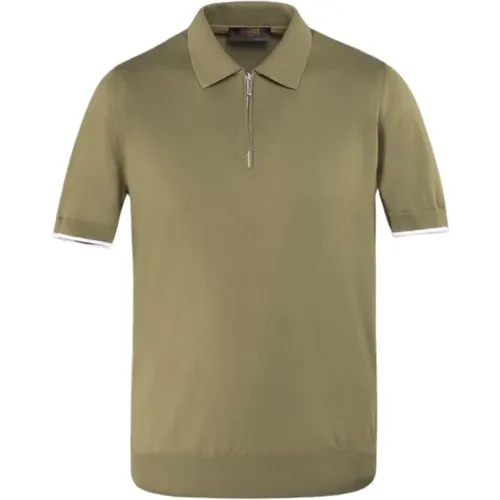 Polo-Shirt mit Reißverschluss aus Baumwolle - Moorer - Modalova