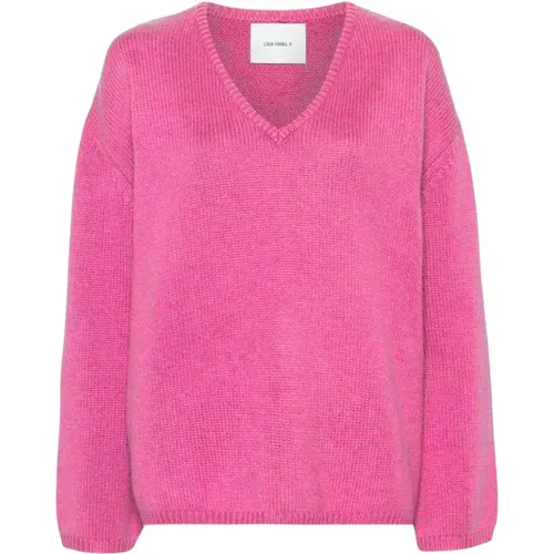 Hibiskus V-Ausschnitt Pullover , Damen, Größe: XS - Lisa Yang - Modalova