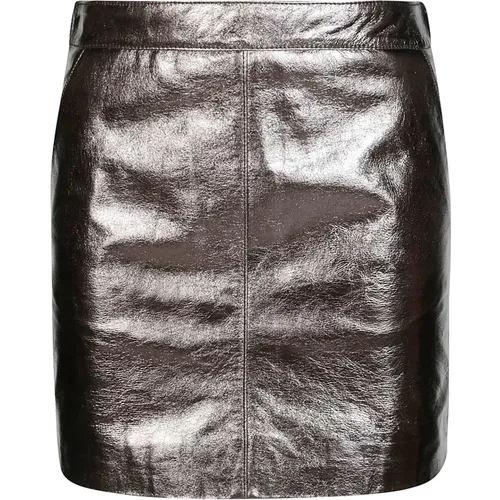 Laminated Leather Mini Skirt , female, Sizes: S - P.a.r.o.s.h. - Modalova