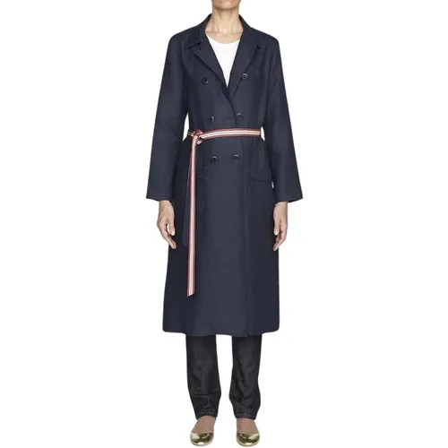 Norbert navy linen coat - Ines De La Fressange Paris - Modalova